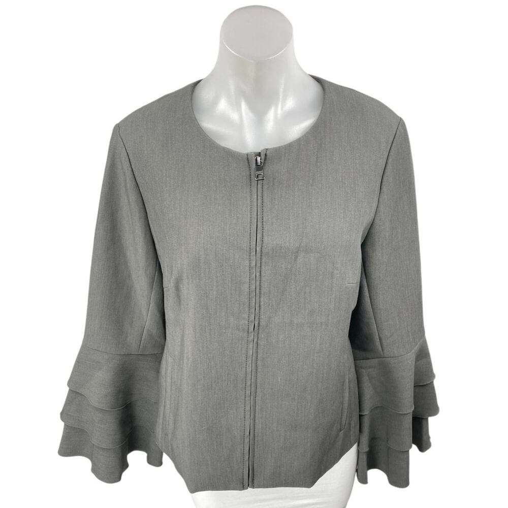 NEW Banana Republic Gray Bell Long Sleeve Zip Up Blazer Coat Jacket Size 10